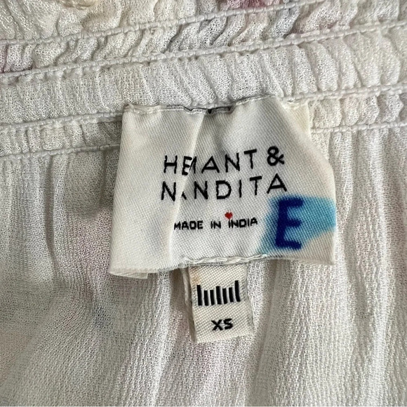 Hemant & Nandita Off the Shoulder Romper Floral Ivory Women's Size XS - Picture 9 of 11